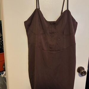 Brown Spaghetti Strap Dress